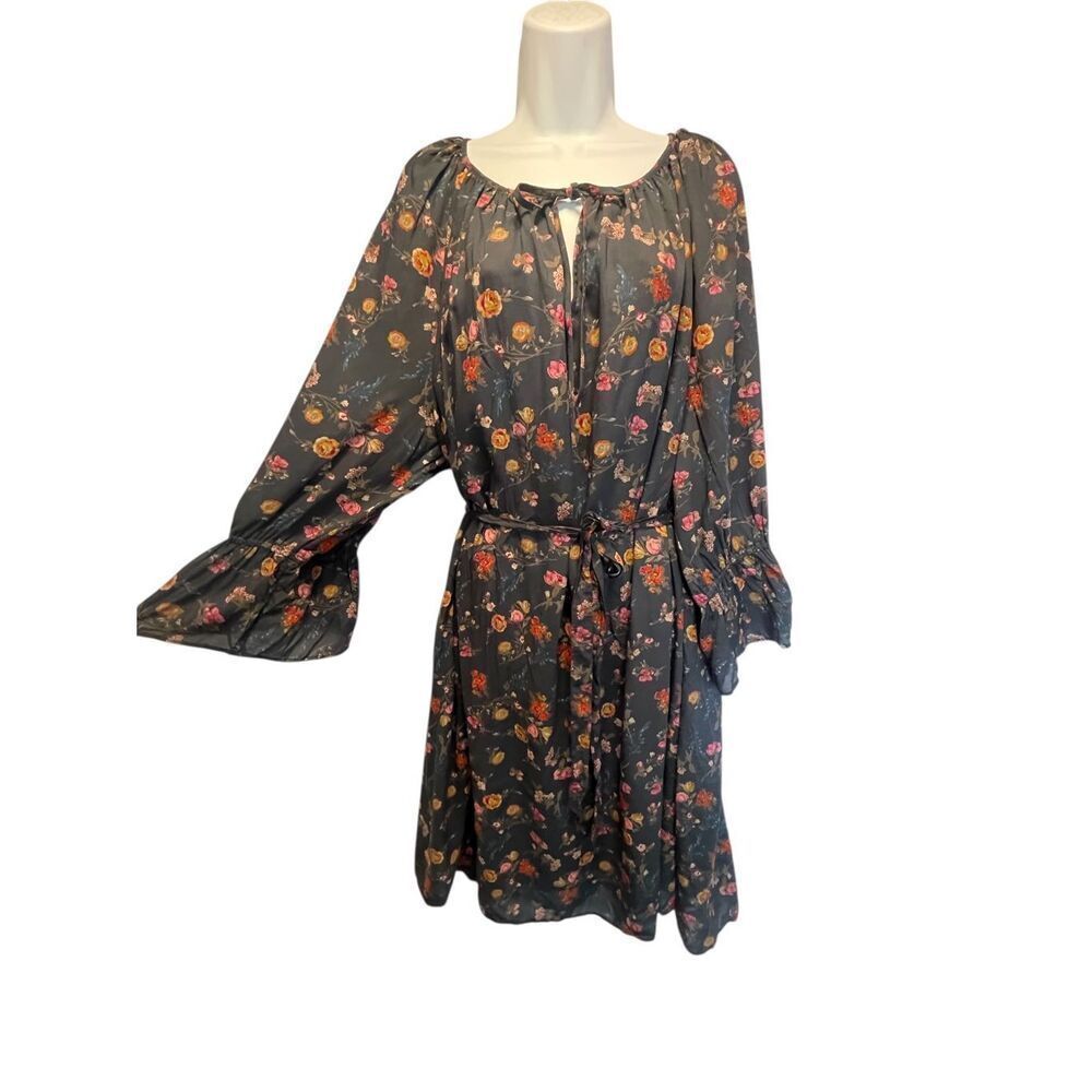 Lucky Brand Long Sleeve Tie Waist Peasant Dress Women’s Plus Size 3XL TR782